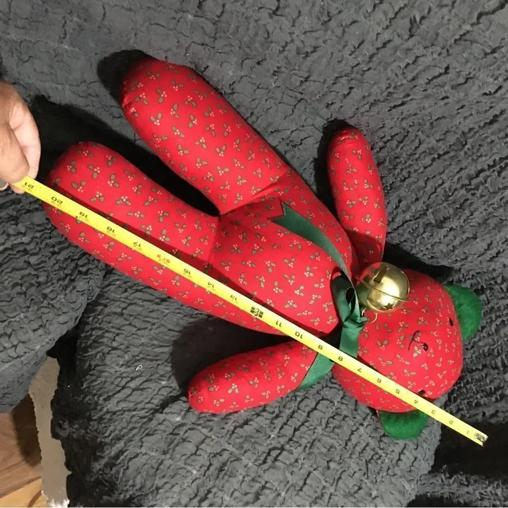 VTG Red Teddy Bear With Jingle Bell